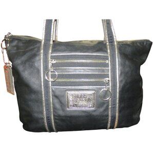 Coach 2009 Limted Edition Poppy Black Leather Glitter Glam Tote Handbag